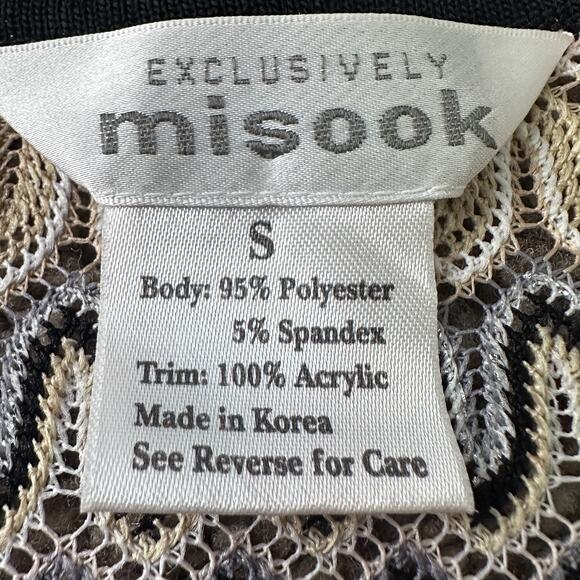 Misook Open Front Cardigan Sweater Women’s Small Multicolor Geometric Stretch - Picture 6 of 10